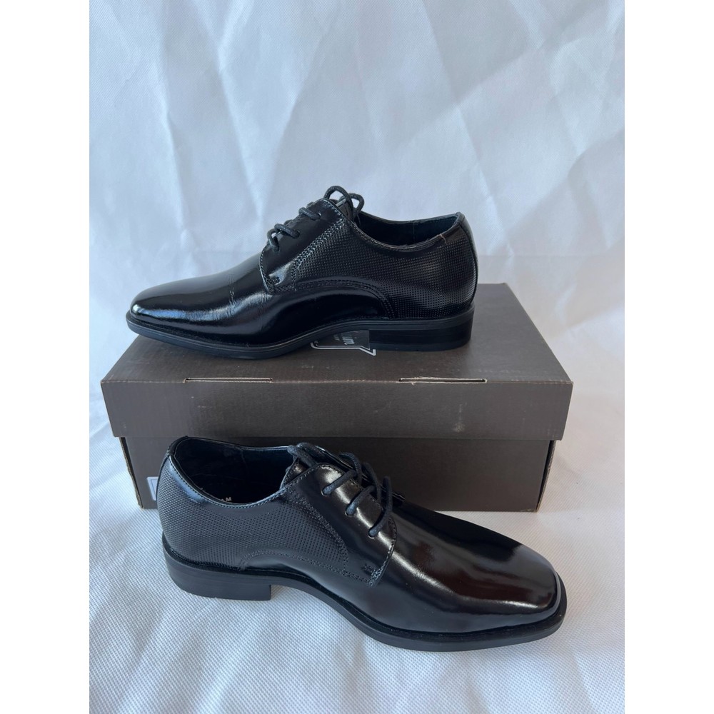 Kids Black Lace-Up Dress Shoes